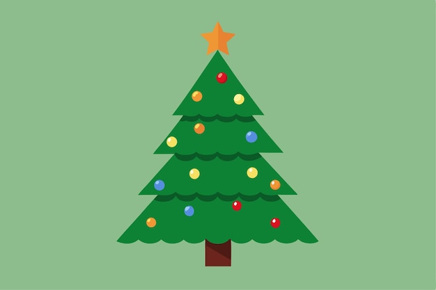 Árbol de Navidad con una estrella en la ilustración vectorial superior