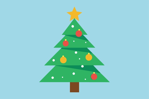 Árbol de Navidad con una estrella en la ilustración vectorial superior