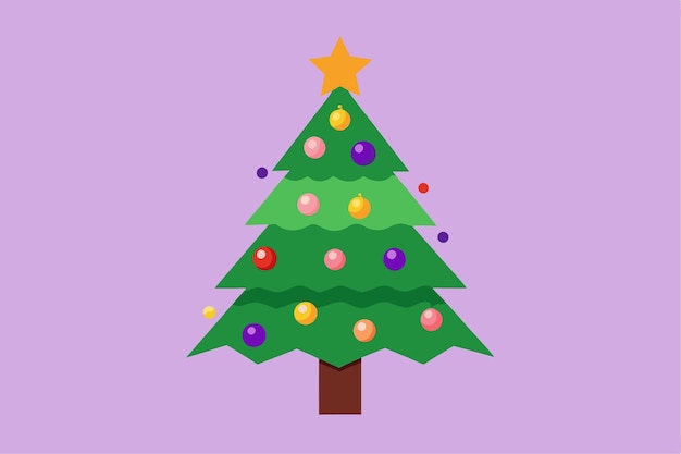 Árbol de Navidad con una estrella en la ilustración vectorial superior