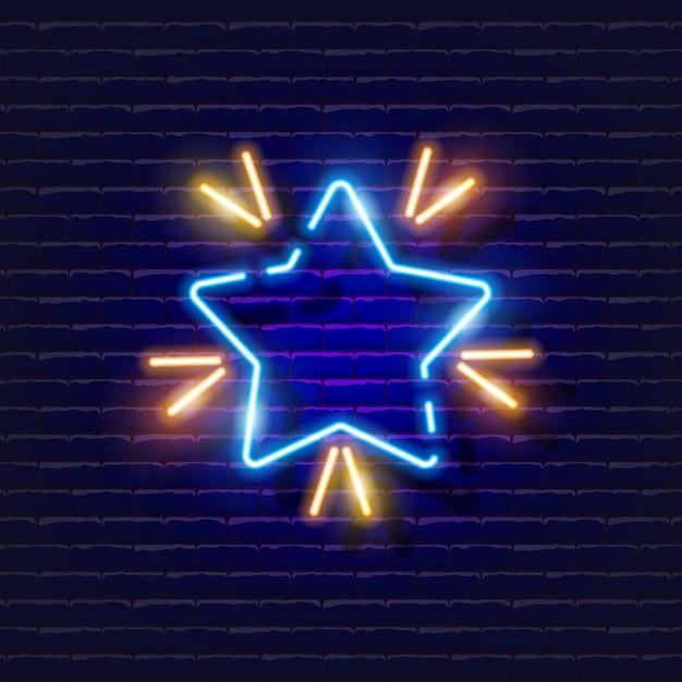 Árbol de Navidad, estrella, letrero de neón, brillante, estrella de navidad, icono, año nuevo, y, navidad, concepto, vector, ilustración, para, diseño