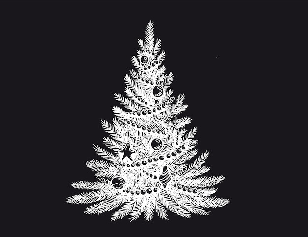 Árbol de Navidad Feliz Año Nuevo y Feliz Navidad Ilustraciones dibujadas a mano