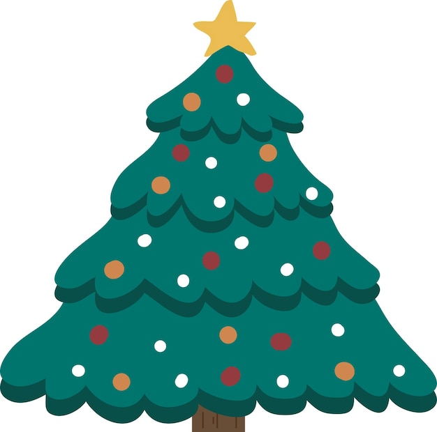 Árbol de Navidad feliz con ilustración de tarjetas de nieve Arte de elementos gráficos