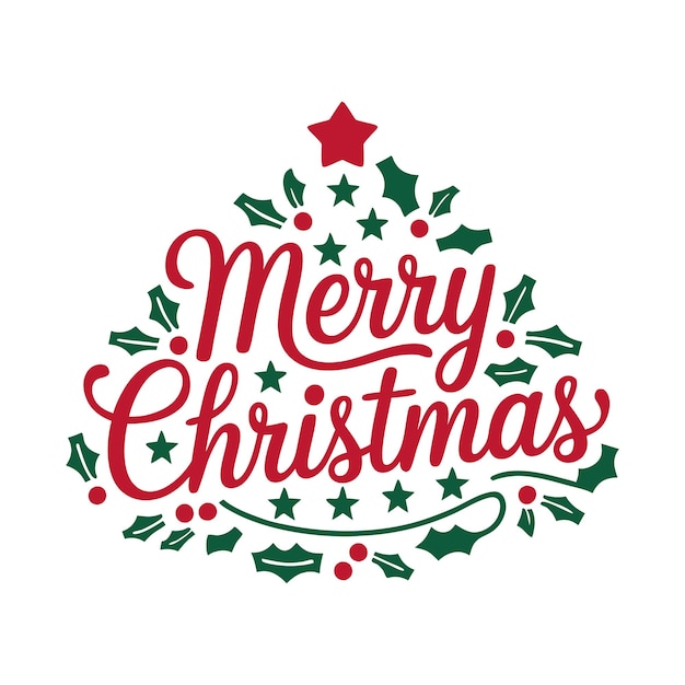 Árbol de Navidad con feliz tipografía de Navidad vector Tarjetas de felicitación de feliz árbol de Navidad