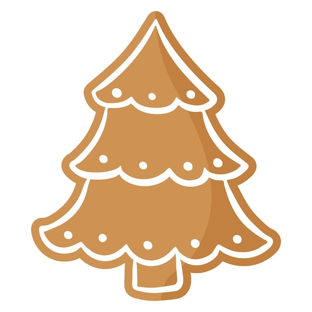 Árbol de Navidad festivo de Navidad galleta de jengibre cubierto por glaseado blanco.