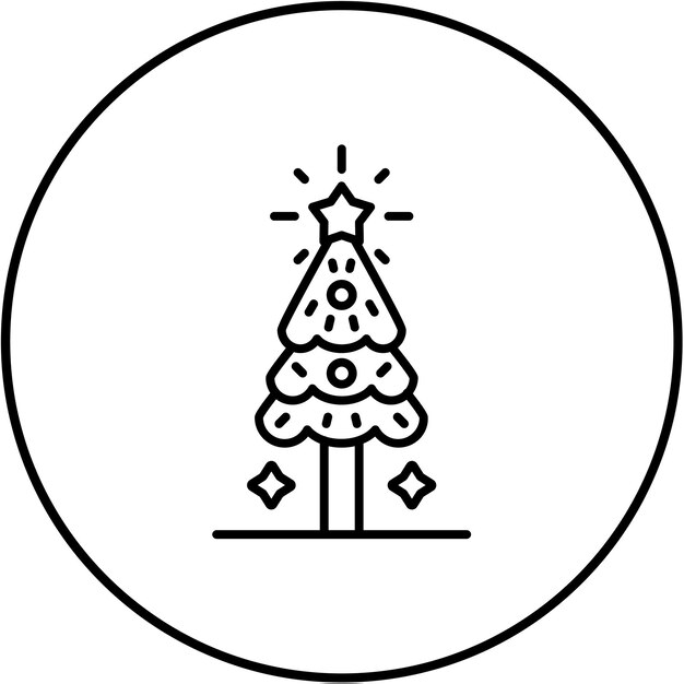 un árbol de Navidad con un fondo blanco y un círculo blanco a su alrededor