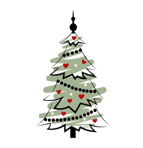Árbol de Navidad en un garabato de fondo blanco