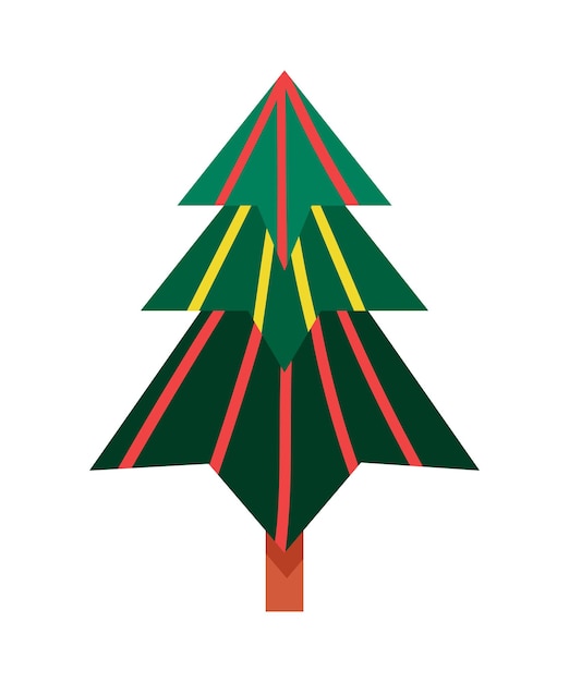 Árbol de navidad de geometría en estilo plano