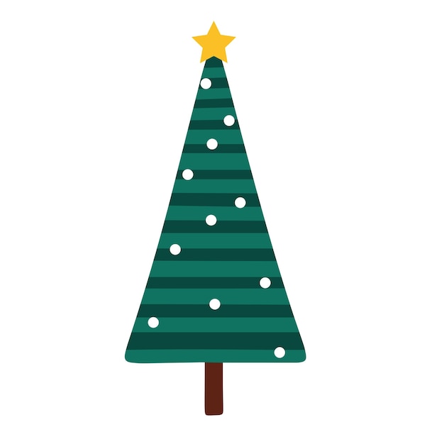 Árbol de Navidad geométrico abstracto pino en estilo plano aislado sobre fondo blanco Vector