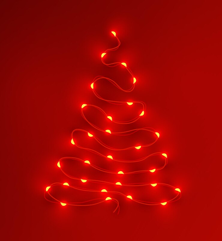 Vector árbol de navidad hecho de guirnaldas año nuevo y fondo de navidad