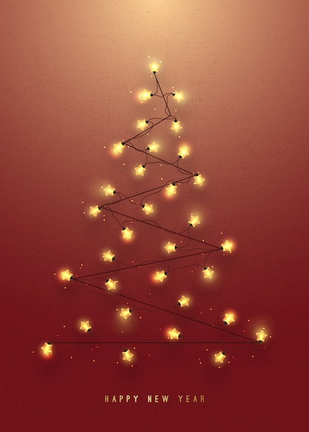 Árbol de navidad hecho de guirnaldas luminosas