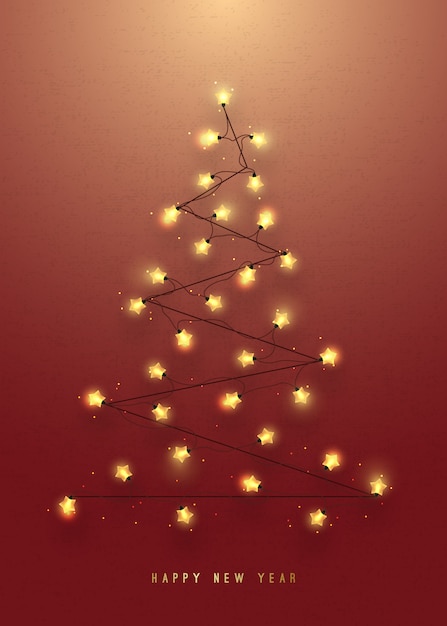 Vector Árbol de navidad hecho de guirnaldas luminosas