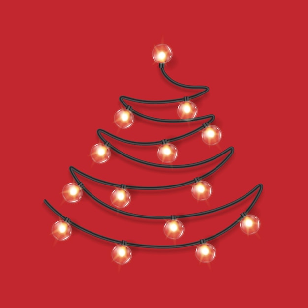 Árbol de Navidad hecho de luces sobre un fondo transparente Vector
