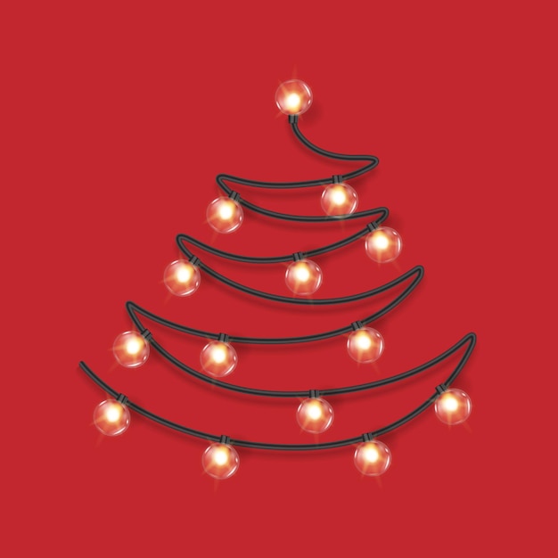 Árbol de navidad hecho de luces sobre un fondo transparente vector