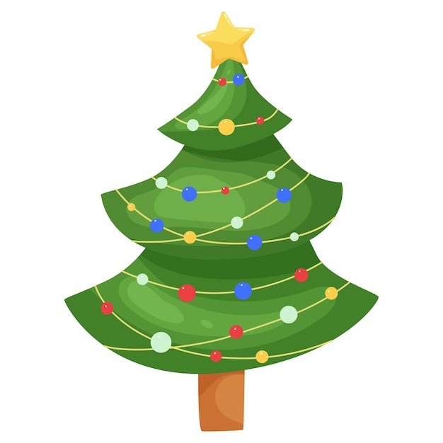 Árbol de Navidad Icono Objeto vectorial aislado Estilo moderno de dibujos animados