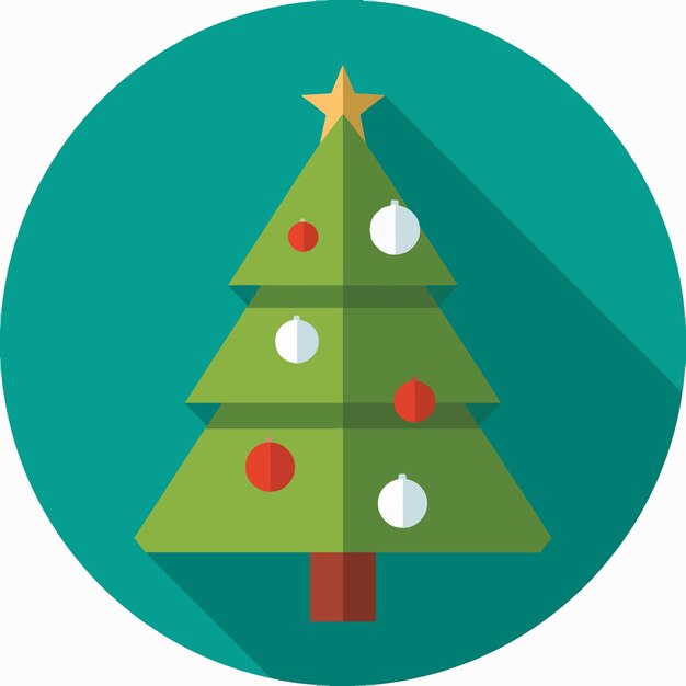 árbol de navidad icono plano ilustración de arte vectorial