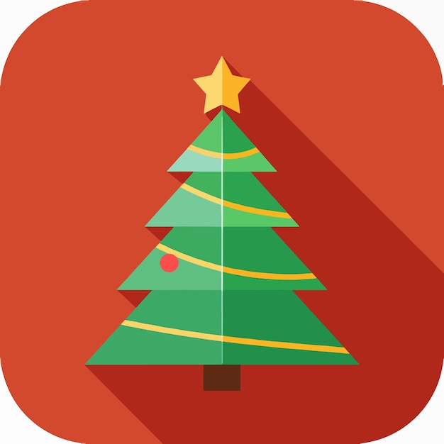 árbol de navidad icono plano ilustración de arte vectorial