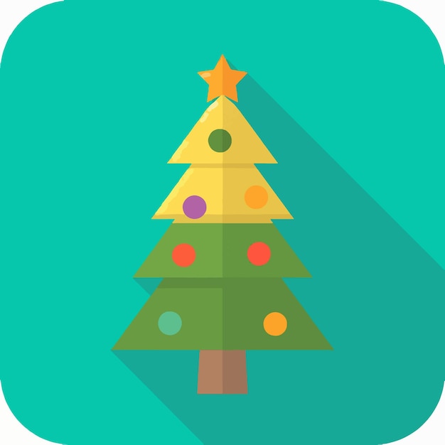 árbol de navidad icono plano ilustración de arte vectorial