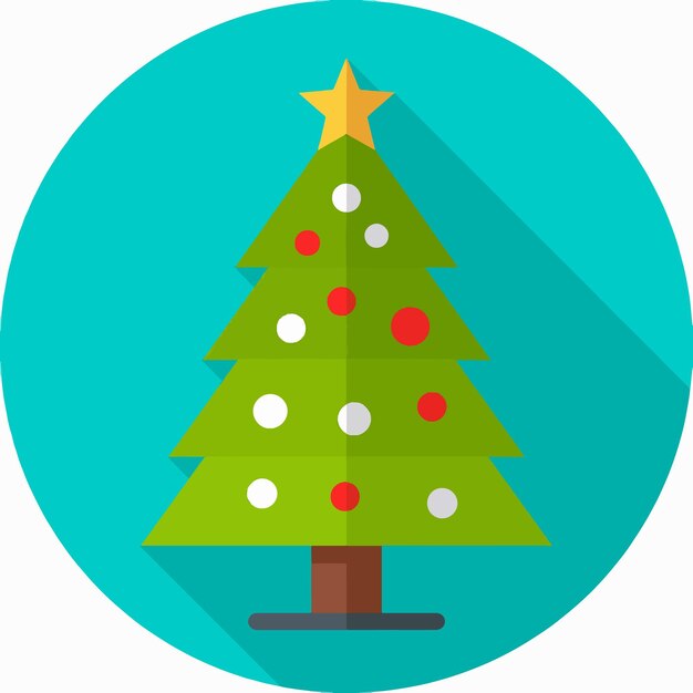 árbol de navidad icono plano ilustración de arte vectorial