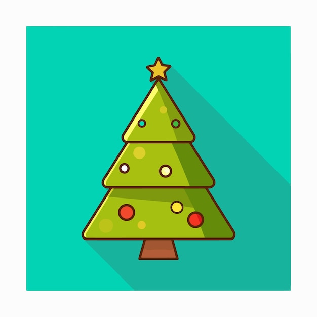 árbol de navidad icono plano ilustración de arte vectorial