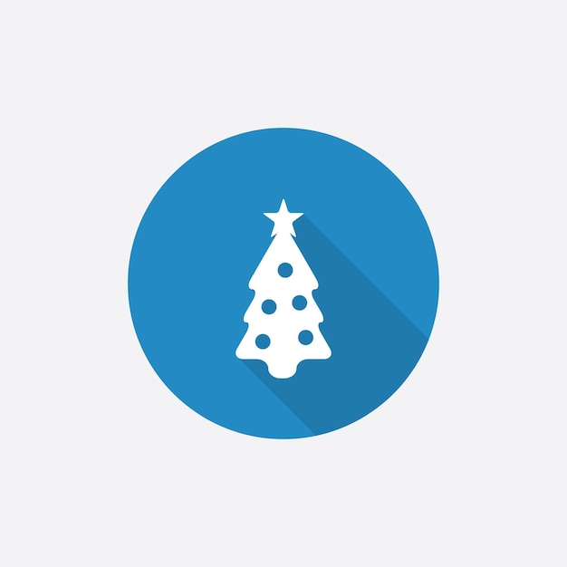 Árbol de navidad icono simple azul plano con sombra larga xa