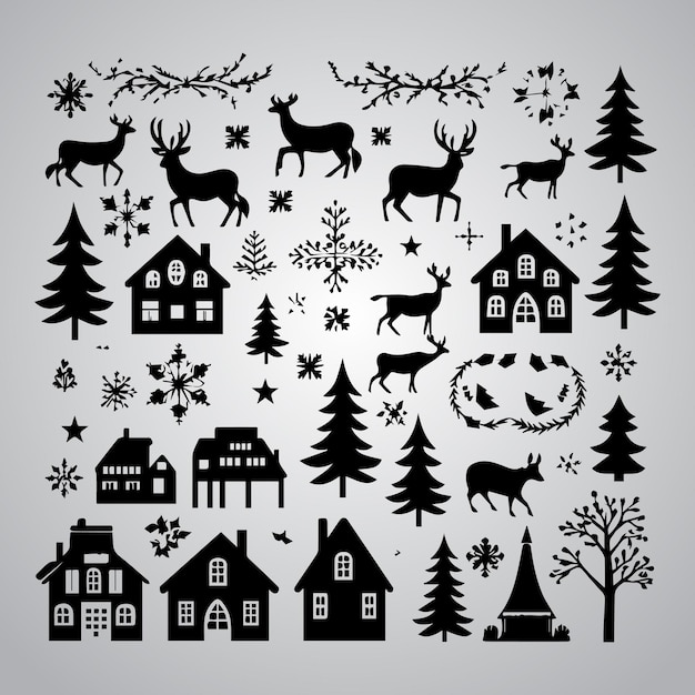 Árbol de Navidad ilustración gráfica invierno naturaleza Navidad casa vector diseño hermoso regalo de Navidad