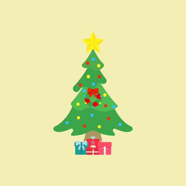 Árbol de Navidad con ilustración de regalos