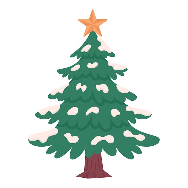 Árbol de Navidad en la ilustración vectorial de nieve en un fondo blanco