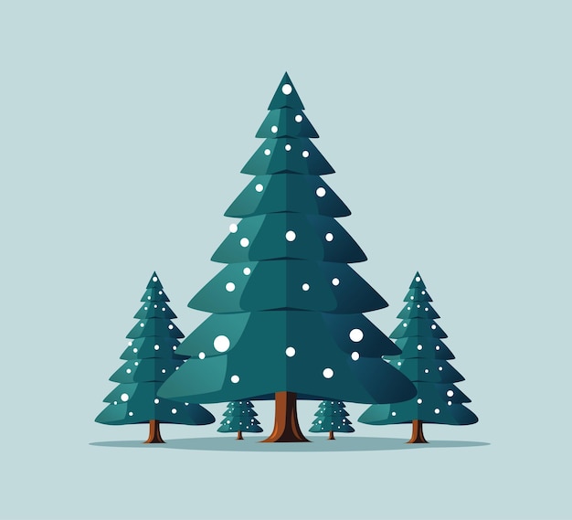 Árbol de Navidad con ilustración vectorial de nieve