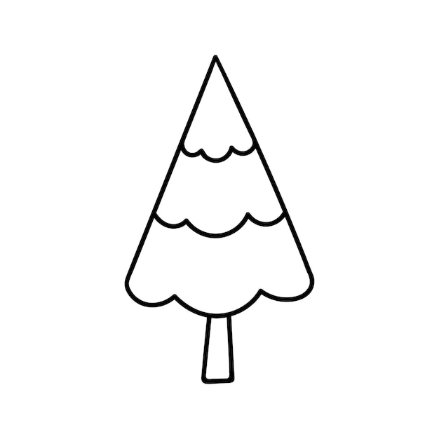 Árbol de Navidad de invierno dibujado a mano Ilustración vectorial de garabatos