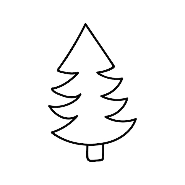 Árbol de Navidad de invierno dibujado a mano Ilustración vectorial de garabatos