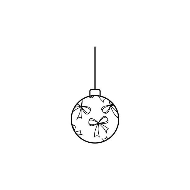 Árbol de navidad juguete línea arte diseño minimalista simple en blanco y negro