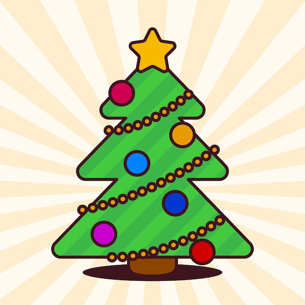 Vector Árbol de navidad kawaii