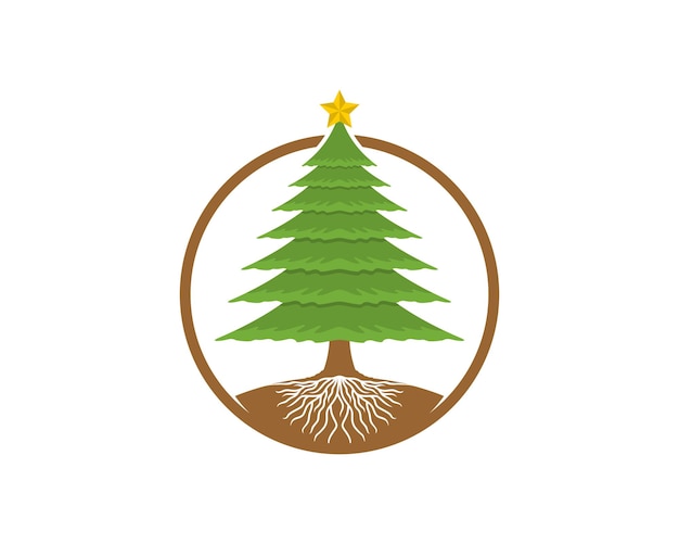 Árbol de navidad en el logo de forma de círculo