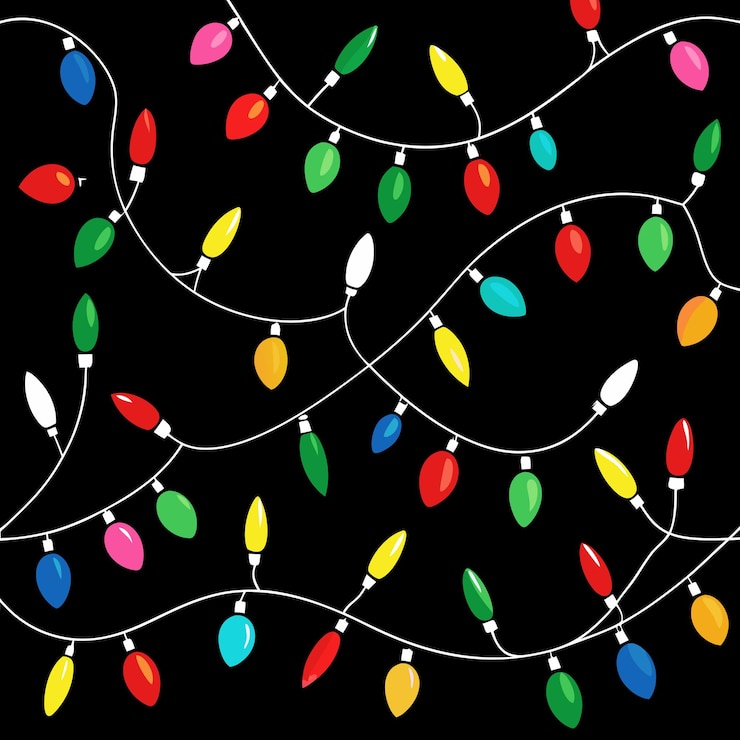 Vector un árbol de navidad con luces que dicen "cita de navidad"