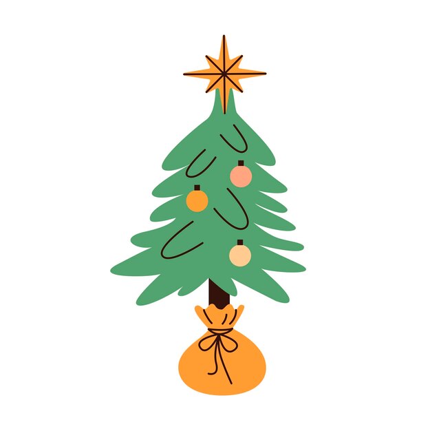 Árbol de Navidad en maceta Abeto navideño tradicional decorado para las vacaciones de invierno Abeto festivo con bolas Decoración de la habitación navideña