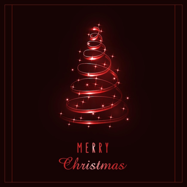 Árbol de Navidad mágico que brilla intensamente. Luces maravillosas parpadeantes rojas. Feliz Navidad y próspero año nuevo 2022. Ilustración vectorial.