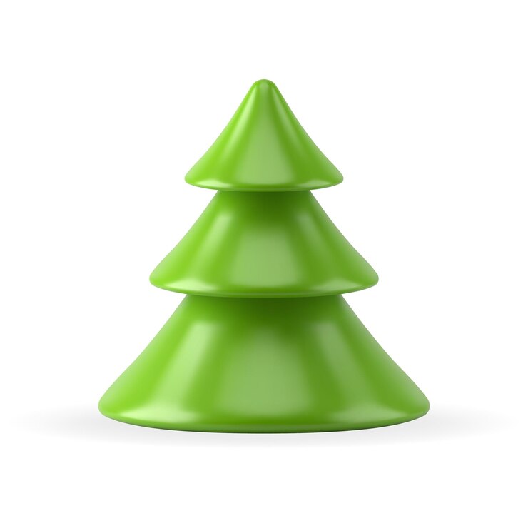 Vector árbol de navidad metálico brillante forma clásica símbolo vacaciones de invierno diseño decorativo 3d vector