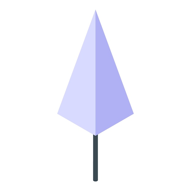 Árbol de Navidad minimalista púrpura pastel de pie en una pierna vista isométrica