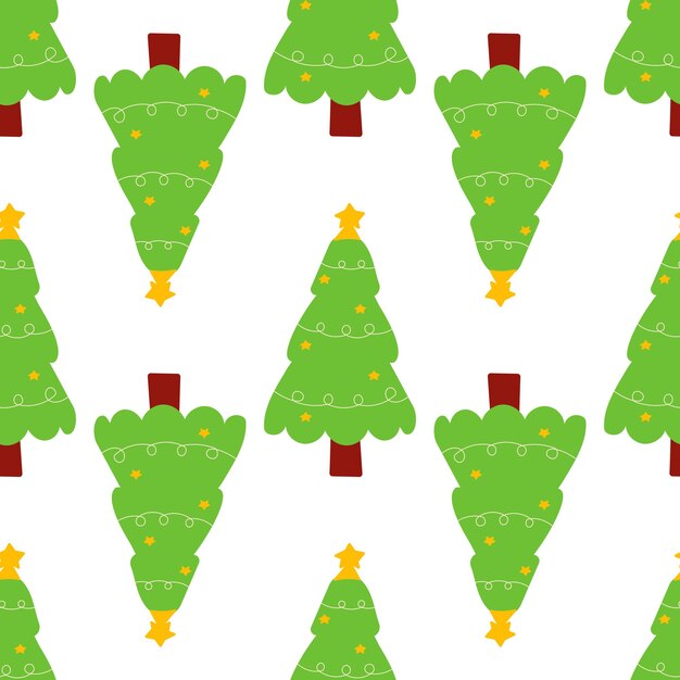 árbol de navidad navidad año nuevo luces estrella regalos patrón de vacaciones fondo textil ilustración vectorial