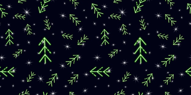 Árbol de Navidad neón de patrones sin fisuras Vector fondo para tarjetas de diseño telas invitaciones publicidad sitio web tienda letreros concepto de Año Nuevo y Navidad