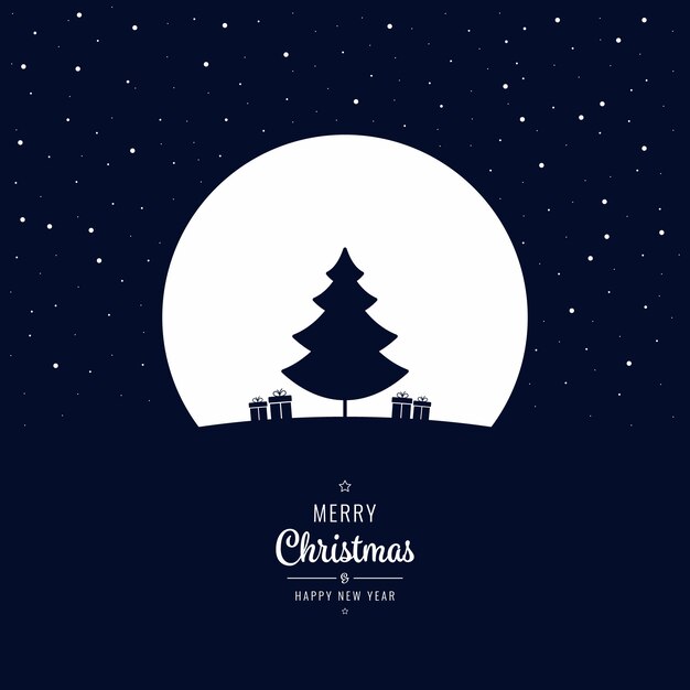 Árbol de Navidad noche de invierno gran luna