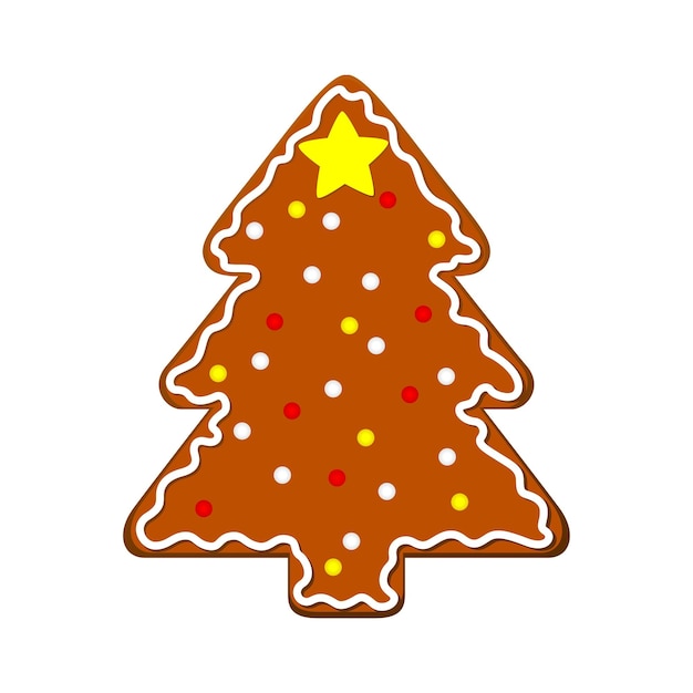 un árbol de Navidad de pan de jengibre con una estrella en la parte superior