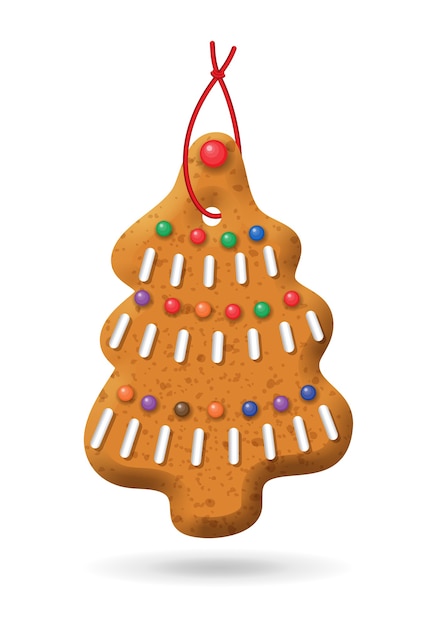 Vector Árbol de navidad de pan de jengibre realista