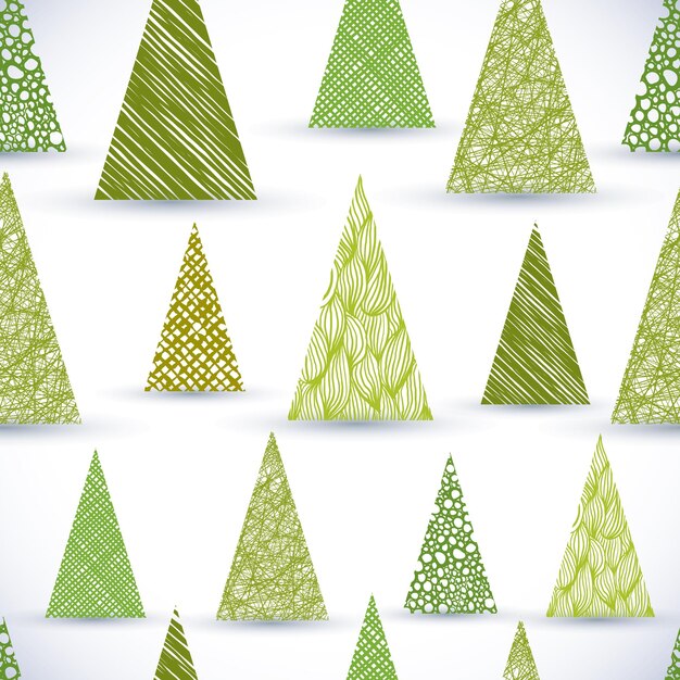 Árbol de Navidad patrón sin costura líneas dibujadas a mano texturas utilizadas
