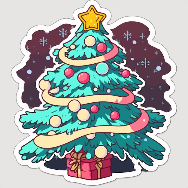 Árbol de navidad pegatina de dibujos animados árbol de navidad con colección de pegatinas de juguetes Colección de invierno