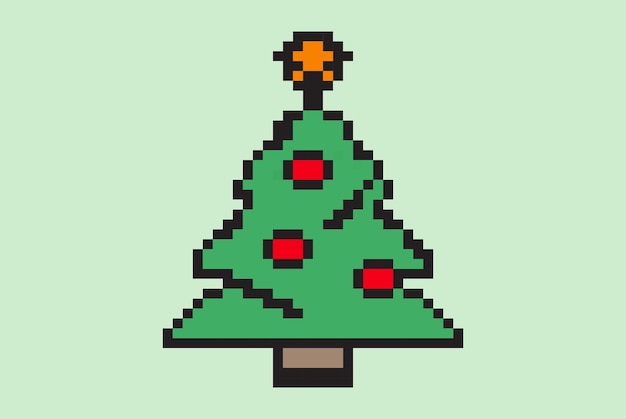 Árbol de Navidad pixel estilo ilustración vector 8bit concepto colorido navidad idea pixel art