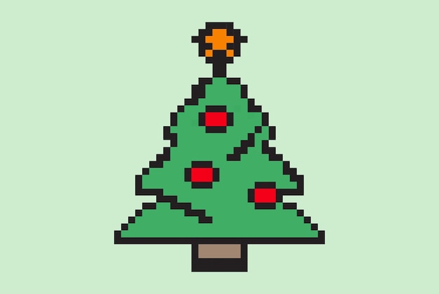 Árbol de navidad pixel estilo ilustración vector 8bit concepto colorido navidad idea pixel art