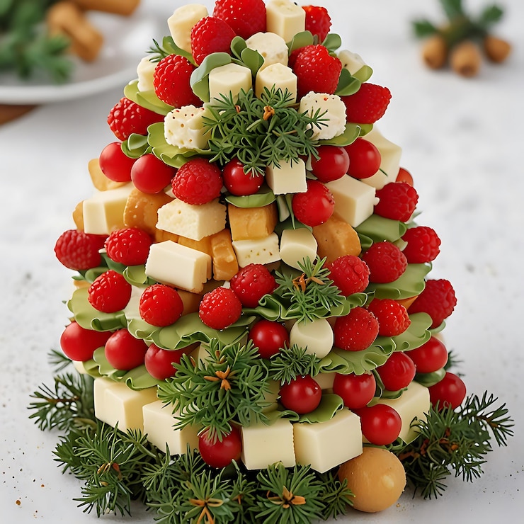 Vector árbol de navidad con queso