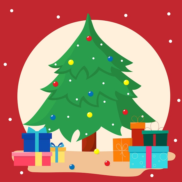 Árbol de Navidad con regalos coloridos