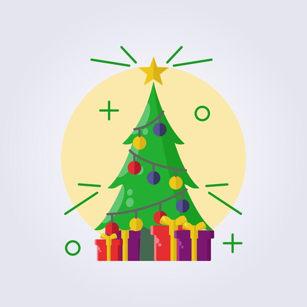 árbol de Navidad y regalos icono diseño de ilustración vectorial